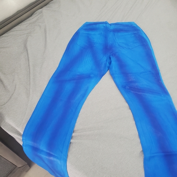 Bold Blue Flared Denim Jeans Statement HighWaisted Fit For Woman Size 5 - Picture 5 of 11
